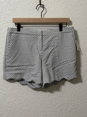 Cynthia Rowley White and Black Polka Dot Scallop Hem High Waist Shorts